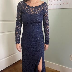 Blue long dress with sparkles